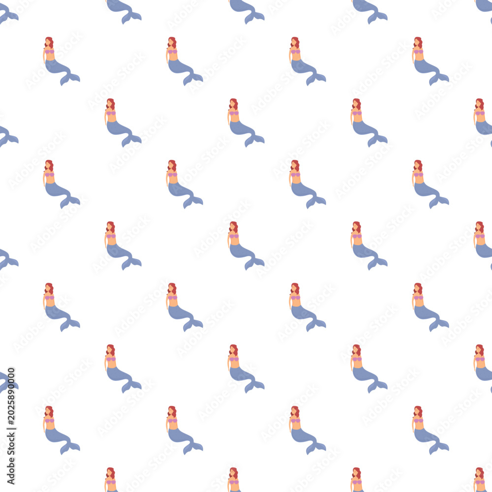 Obraz premium Mermaids with blue tails and pink tops creating a repeating mythical aquatic background