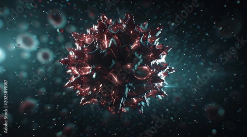 3D Microscopic Illustration of Hantavirus Pathogen Cells