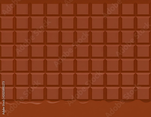Seamless brown chocolate square pattern with melted bottom edge.