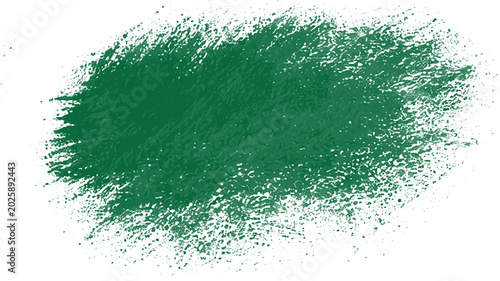 Emerald green paint stroke on white background, textured acrylic brush stroke, artistic forest green oil paint smear for graphic design