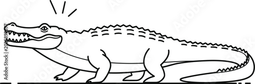 Simple line drawing of a crocodile standing on the ground