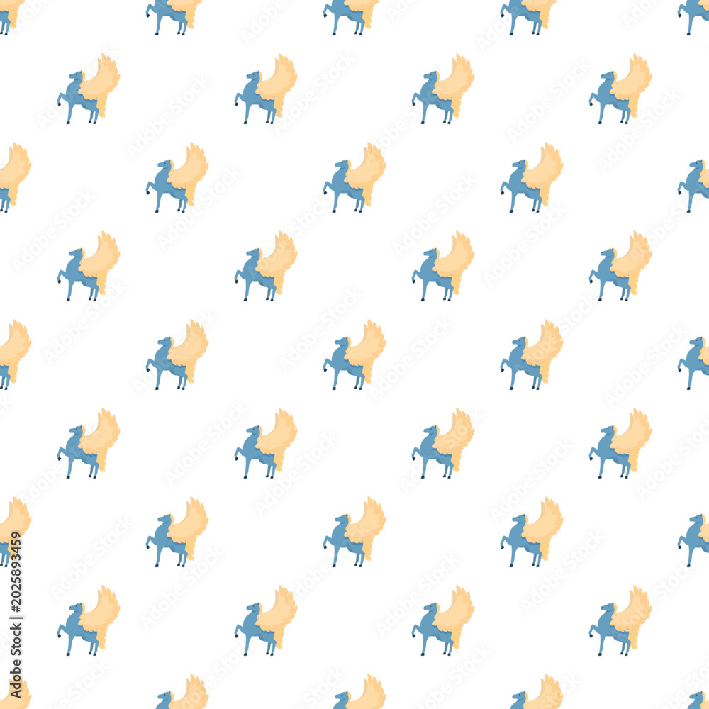 Obraz premium Pegasus flying horse mythical creature repeating pattern on white background