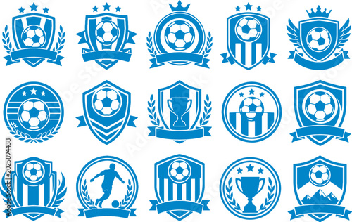 Konstfotografi Football Team Logo Base Kit Soccer Badge Shield Emblem Silhouette Bundle