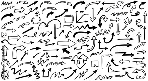 Hand drawn arrows collection with collection illustration direction navigation straight pointing