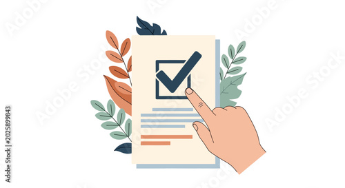 Vászonkép Hand pointing to checklist box.