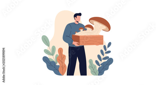 Fotografie Man holding a brown cardboard box.