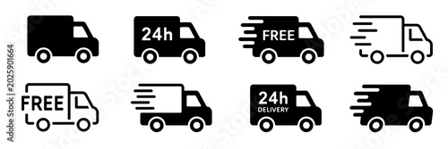 Foto Fast Delivery Icon Set, Editable Shipping and Express Transport Vector Illustrat
