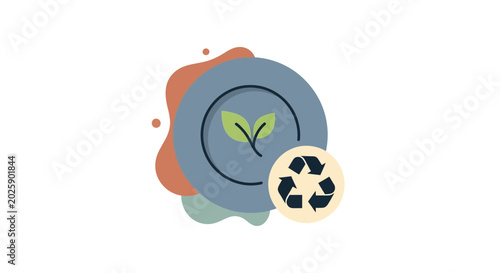 Tableau sur toile Eco friendly recycling symbol with leaf.