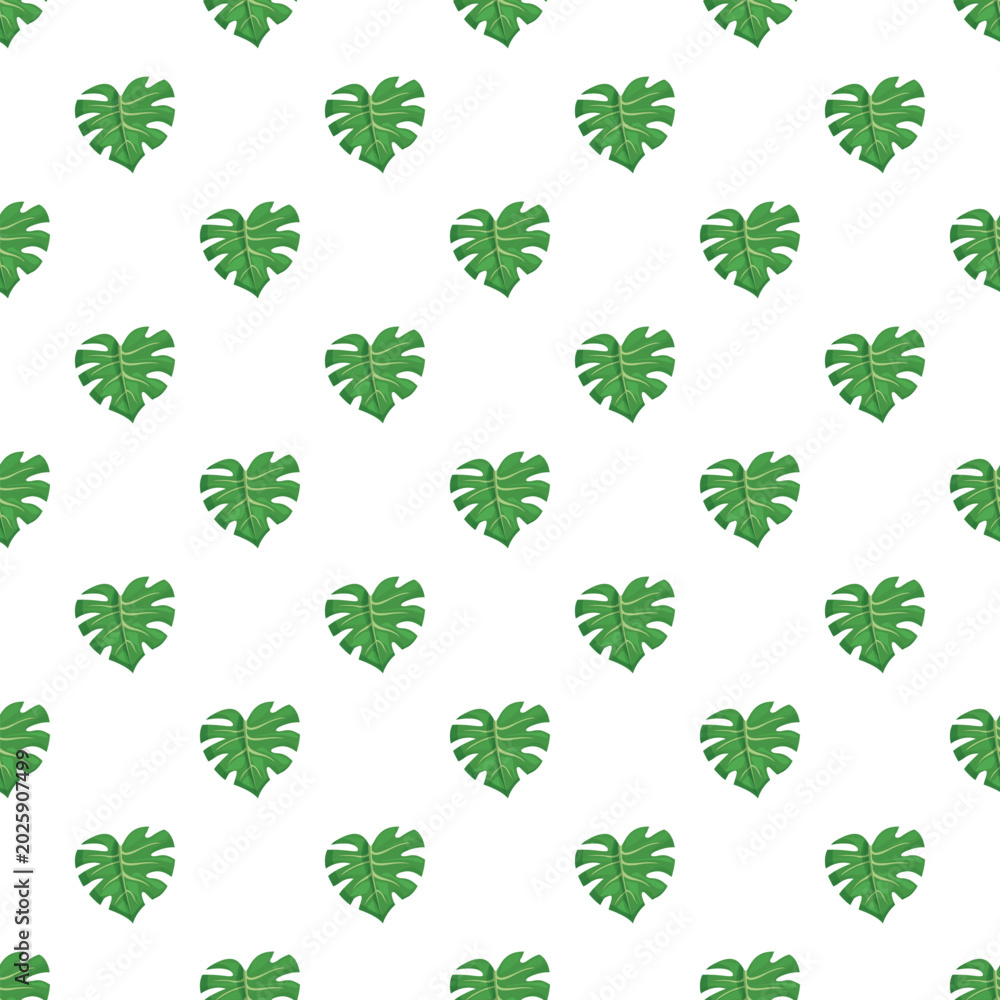 Naklejka premium Monstera leaves forming a repeating pattern with a tropical, botanical theme