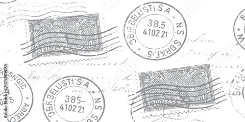 Fotografie Vintage postage stamps graphic illustration with stamp collection postal history