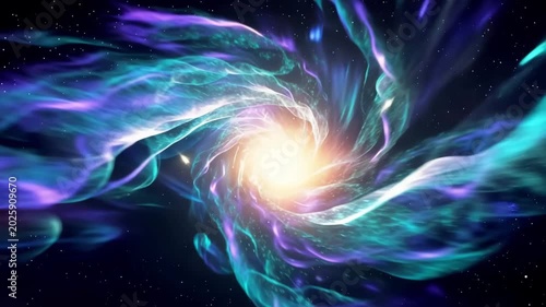 Abstract blue fractal space background with glowing energy waves and dynamic digital motion 4k super animation video