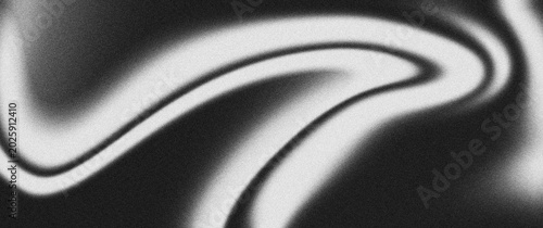 Smooth grainy black white abstract background, dark swirl wave noise texture, monochrome poster, banner, digital wallpaper or website header design
