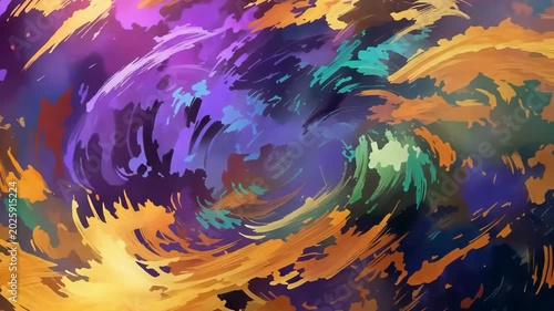 Abstract colorful watercolor background with paint splashes, ocean sky inspired texture and artistic ink 4k super animation video