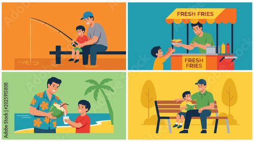 Fotografi Father and son spending quality time together, outdoor leisure activities