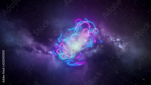 Abstract cosmic space background with glowing nebula and stars in deep universe night sky 4k super animation video