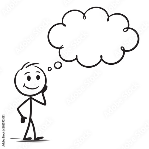 Thinking man stick figure vector illustration
