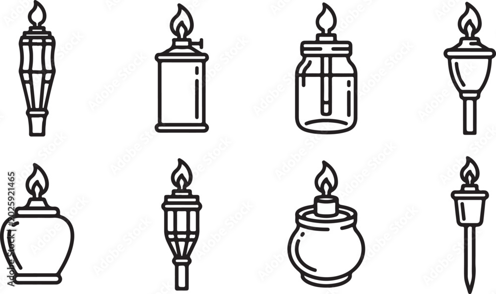 Naklejka premium Collection of eight black vintage style water pumps vector icons Vector
