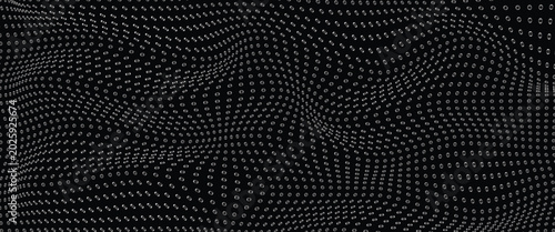 Fotografía Wavy Distorted Mesh Grid Pattern – Black and White Op Art Seamless Background