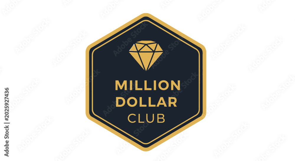 Fototapeta premium Million Dollar Club Emblem with Diamond Icon.
