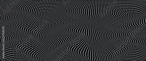 Foto Wavy Distorted Mesh Grid Pattern – Black and White Op Art Seamless Background