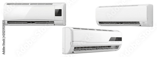 Tableau sur toile A Set of Wall Air Conditioner PNG Images, Modern Split AC Cooling Units, White C