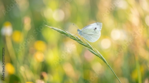 Delicate White Butterfly in Meadow