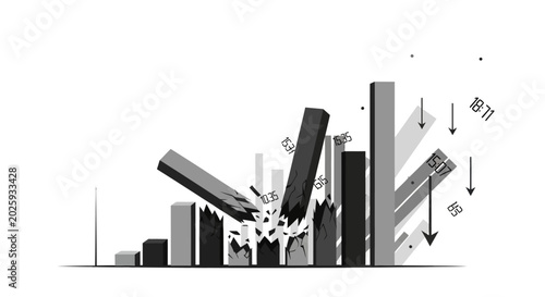 Crashing Bar Chart - Financial Crisis, Economic Downturn, Stock Market Collapse
