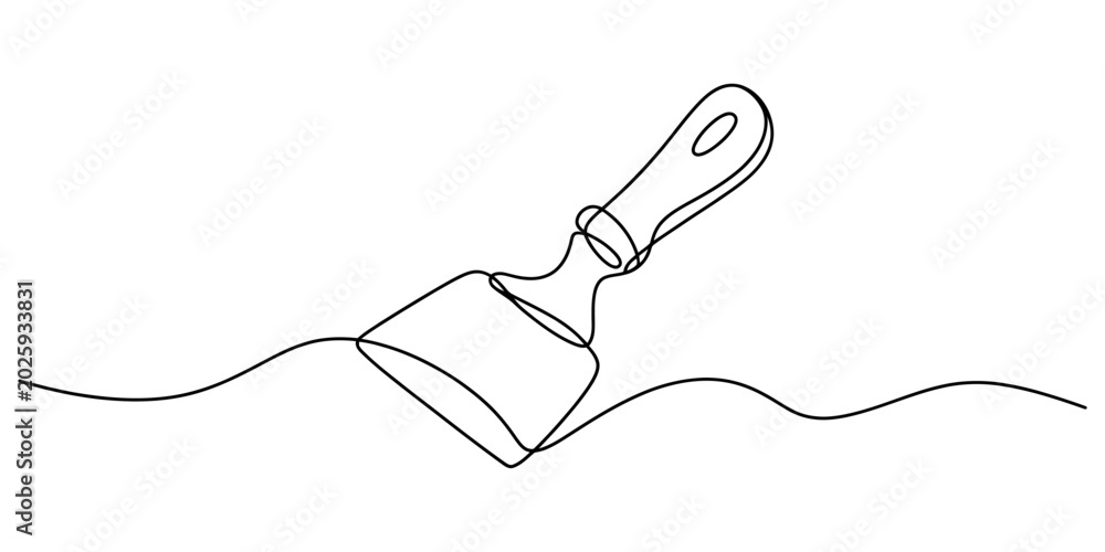Obraz premium Continuous single line drawing of a wooden mallet hammer