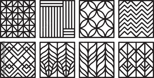 Foto Black and white seamless geometric patterns vector set Vector