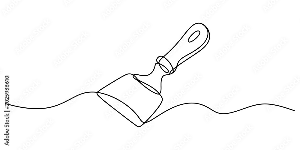 Obraz premium Continuous single line drawing of a wooden mallet hammer