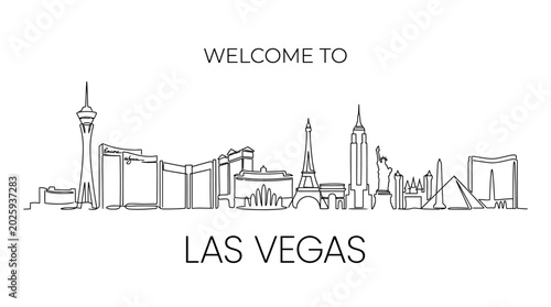 Welcome to Las Vegas Skyline Line Art - Iconic Buildings Silhouette