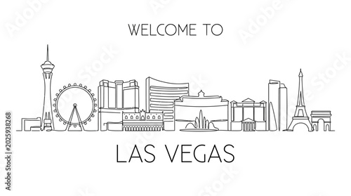 Welcome to Las Vegas Skyline Silhouette - Iconic Landmark Outline Art