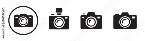 Obraz na płótnie Camera icon set for photography enthusiasts and digital content creators featuring various modern dslr shapes