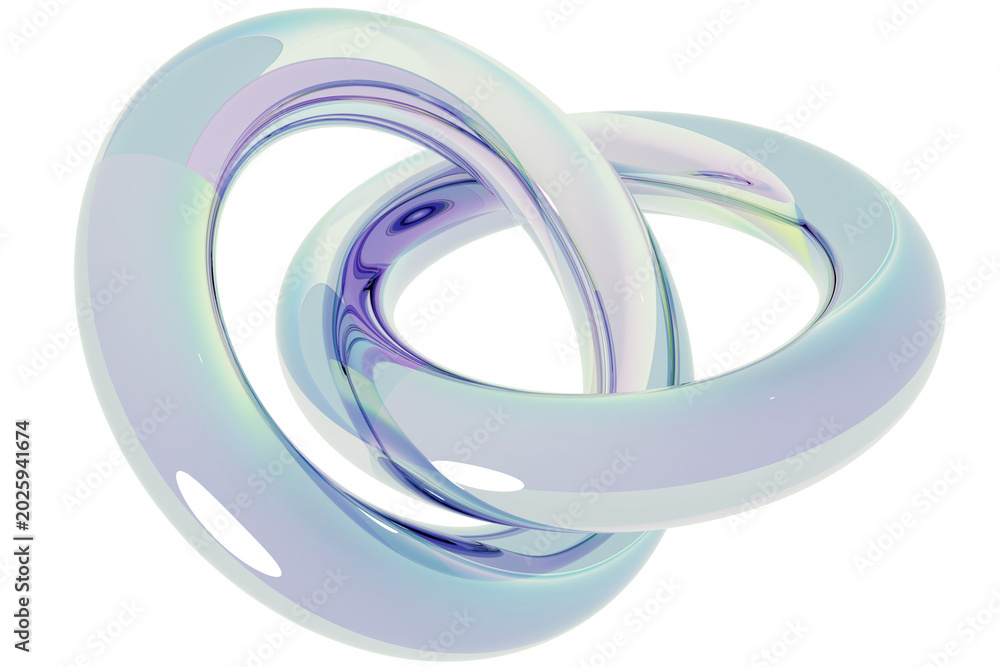 Fototapeta premium Glossy Abstract 3D Shape in Iridescent Pastel Colors, isolated