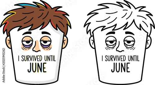 Quadro su tela I Survived Until June Exhausted Face with Dark Circles Humorous End of School Ye