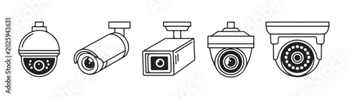 Fotografie Cctv surveillance camera vector collection for safety and monitoring projects with multiple equipment designs
