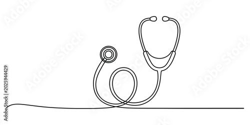 Continuous single line drawing of a medical doctor stethoscope