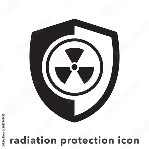 Foto Radiation protection vector icon. Shield and radiation sign.