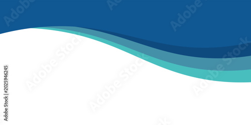 Obraz na plátně Minimalist abstract background featuring layered shades of blue, teal, and turquoise curved waves