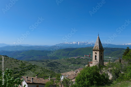 View of the village of Calascio in the Abruzzo National Park, Italy.