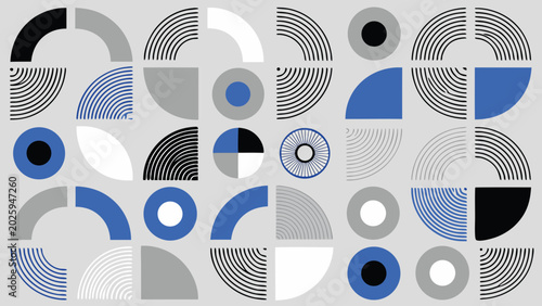 abstract geometric shapes and lines collection vector illustration with circles arcs and radial patterns