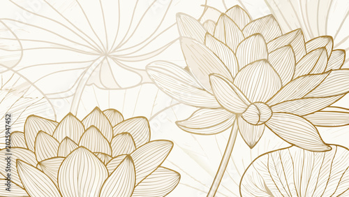 Bilde på lerret intricate floral drawings in a light beige color palette detailed line art botan