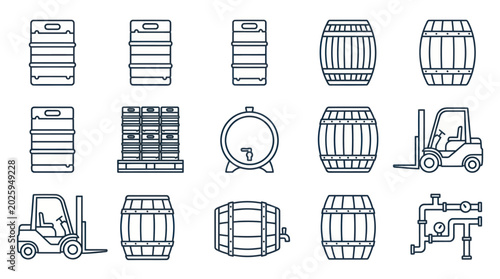 Foto Barrel and Forklift Icon Set