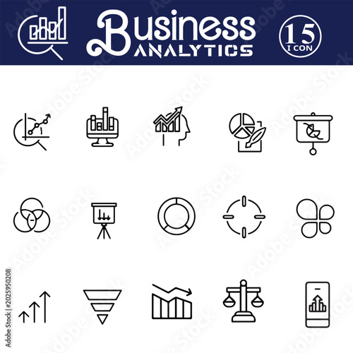 Business Analytics Line Icon Set Collection