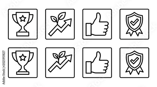 Schilderij op canvas Icons of success and approval symbols.