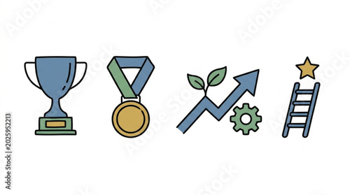 Cuadro en lienzo Motivation and success achievement icons.
