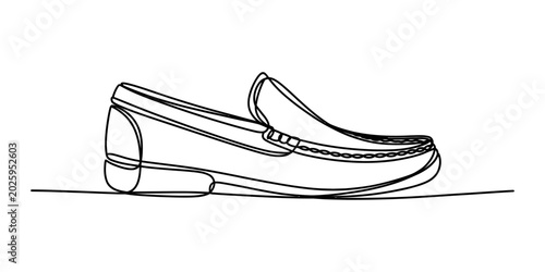 Photos Minimalist continuous single line drawing of a classic mens loafer shoe fashion