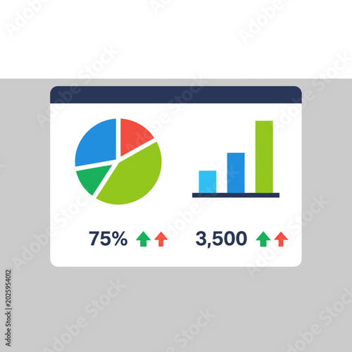 Colorful pie chart and bar graph.