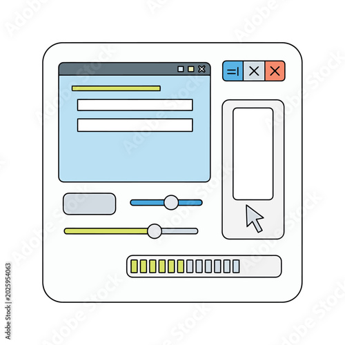 Computer interface with buttons and sliders.