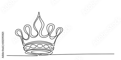 Fotografie Continuous single line drawing of a royal crown for a king or queen sign symbol